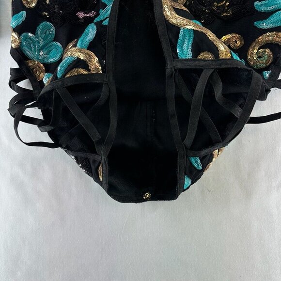 Fashion Nova Dress Size  XS Caprice Sequin Strap Side Bodycon Long Sleeve Black - Picture 8 of 12